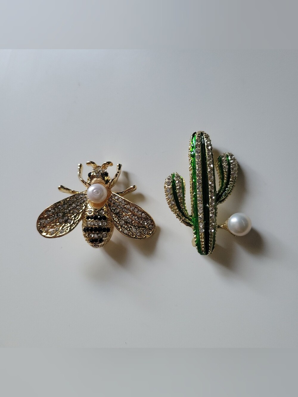 Rhinestone Brooches with Pearls